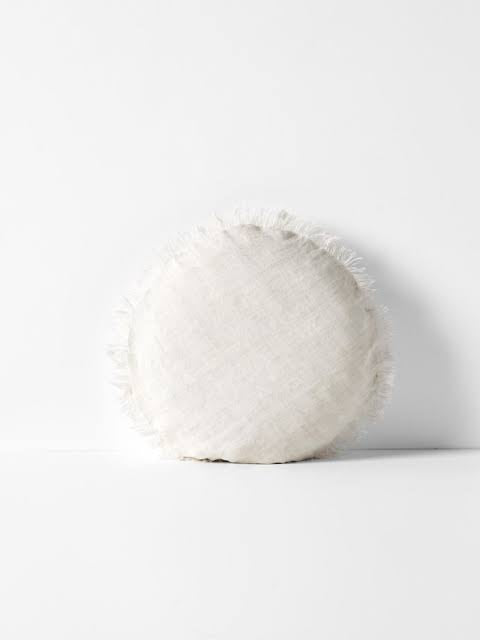 AURA 45CM ROUND CUSHION LINEN FRINGE SAND