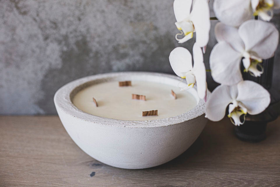 Extra Large Concrete Candle Solid White - Kauai Coconut