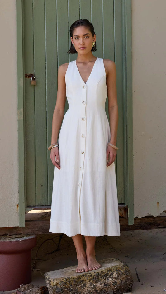 Haze Midi Dress White - Staple the Label