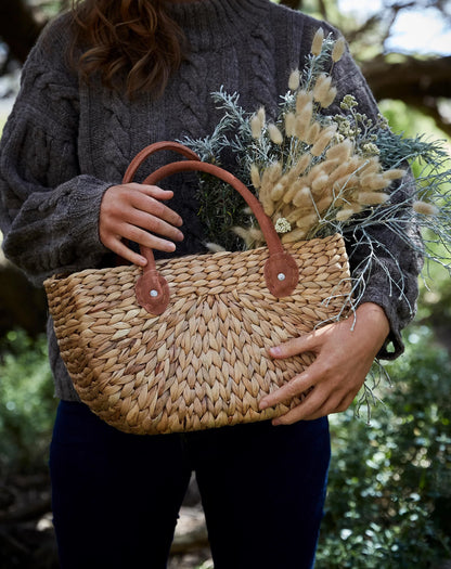 Harvest Basket with Suede Handles