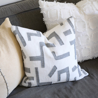 Antico Linen Cushion - Off White/Slate - Filled Cushion / 50x50cm