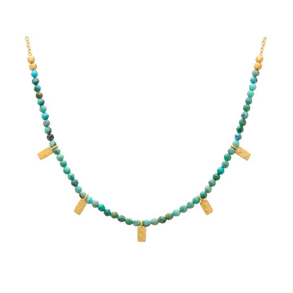 Turquoise Choker in 18kt Yellow Gold Plate