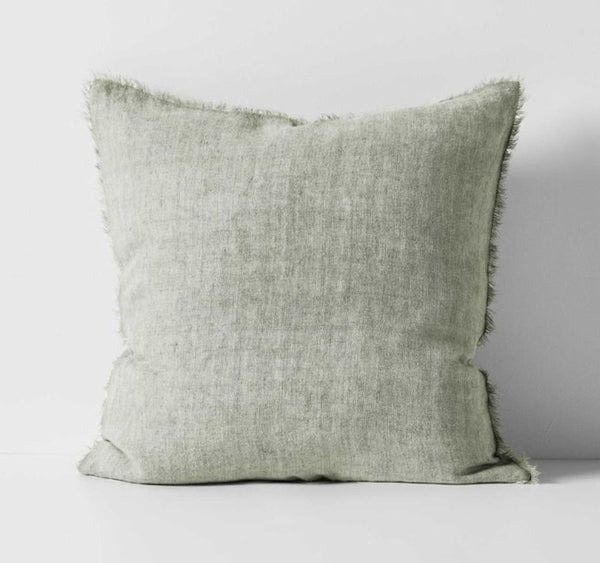 AURA 50X50 CUSHION LINEN FRINGE SAGE