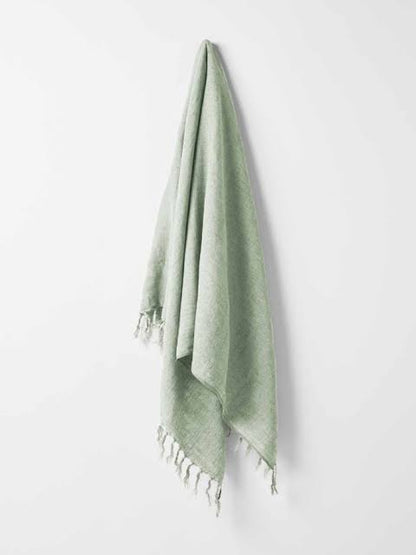 AURA THROW LINEN FRINGE SAGE