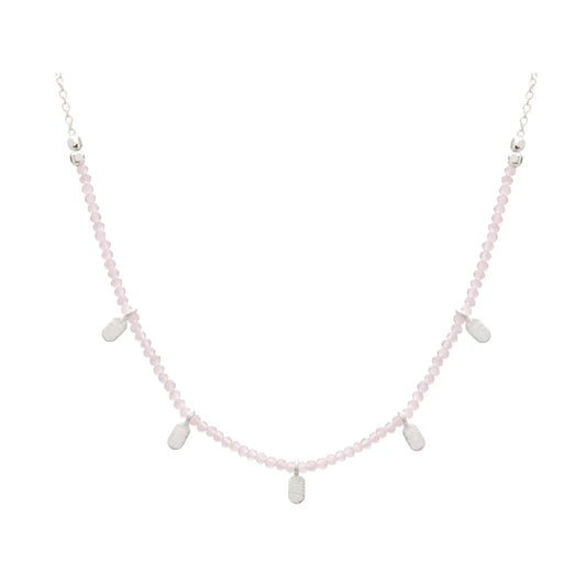 Rose Quartz Choker in Sterling Silver