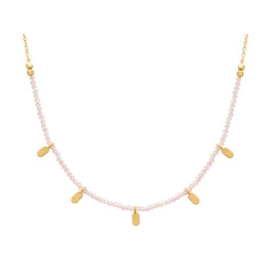 Rose Quartz Choker in 18KT Yellow Gold Plate