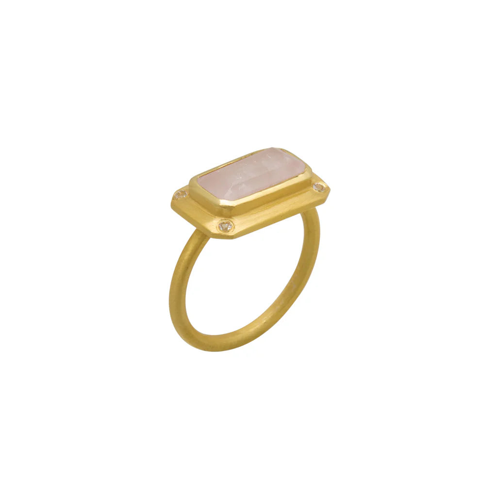 Rose Quartz Ring 18KT Yellow Gold