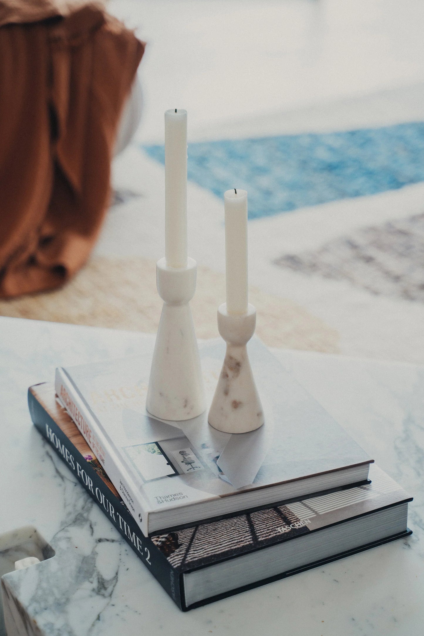 Muum Marble Candle Holders - Set of 2 - White