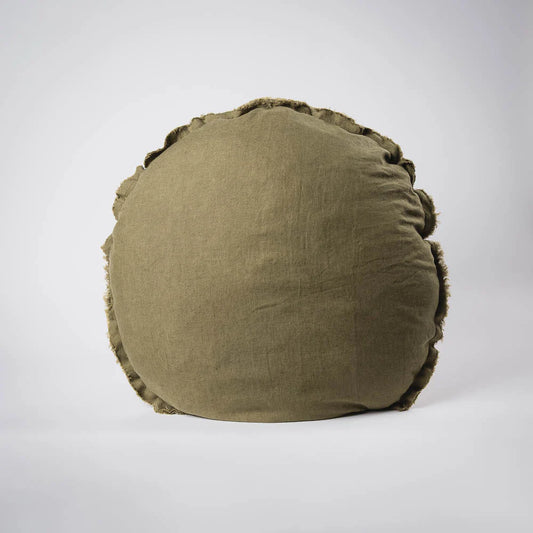 Lulu Linen Cushion - Olive - Filled Cushion / 60cm Round