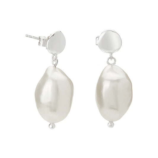 Halcyon Small Pearl Earrings in Sterling Silver