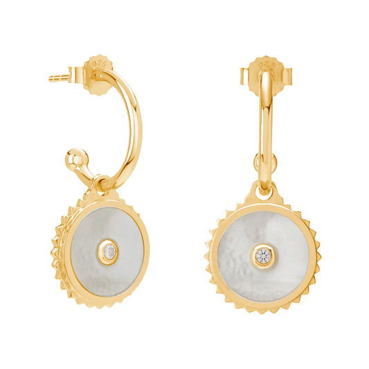 Halcyon Shield Earrings in 18KT Yellow Gold