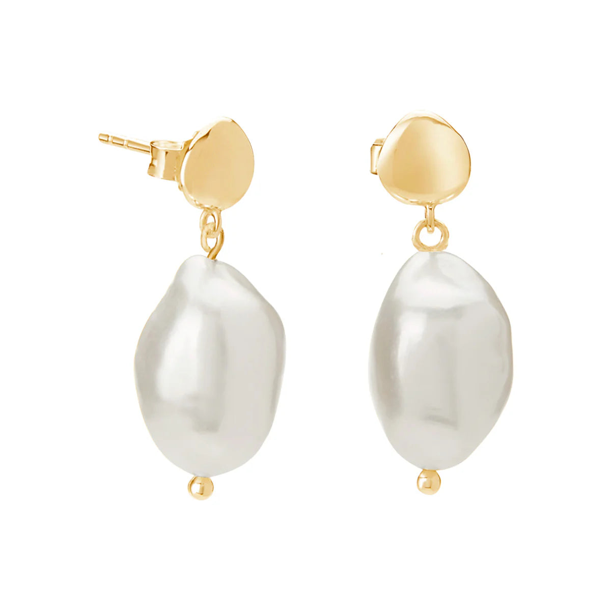 Halcyon Small Pearl Earrings in 18KT Yellow Gold Plate