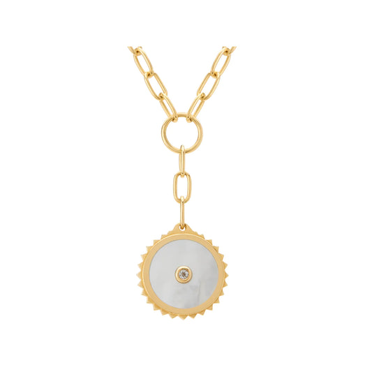 Halcyon Shield Drop Necklace 18KT Yellow Gold Plate