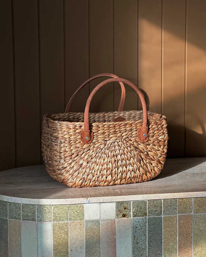 Harvest Basket with Suede Handles