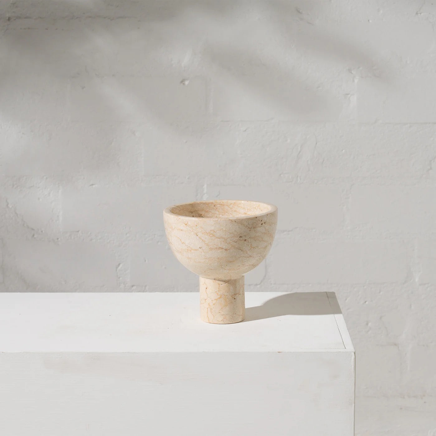 Kiri Travertine Standing Bowl