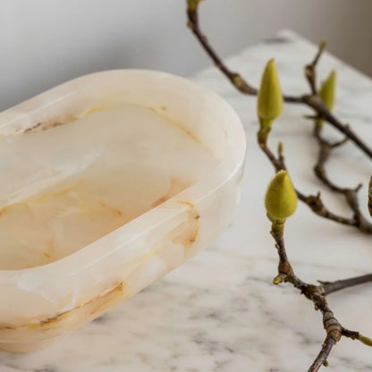 Muse Footed Oval Tray - White Onyx