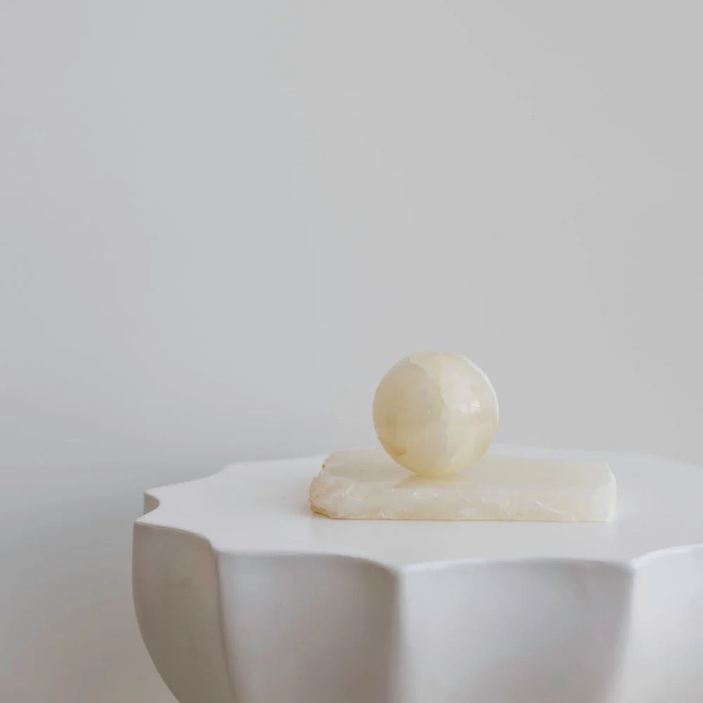 Orbit Table Sculpture Small - White Onyx