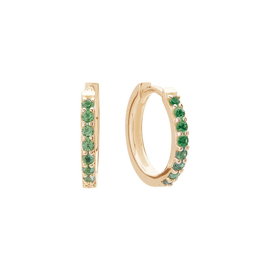 13mm Huggies - Green Quartz in 18KT Yellow Gold Plate