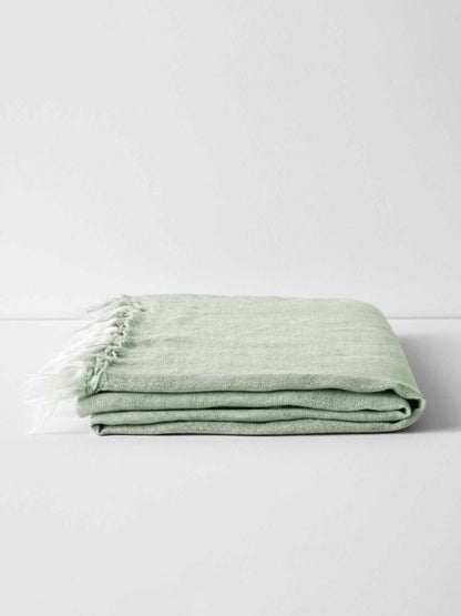 AURA THROW LINEN FRINGE SAGE