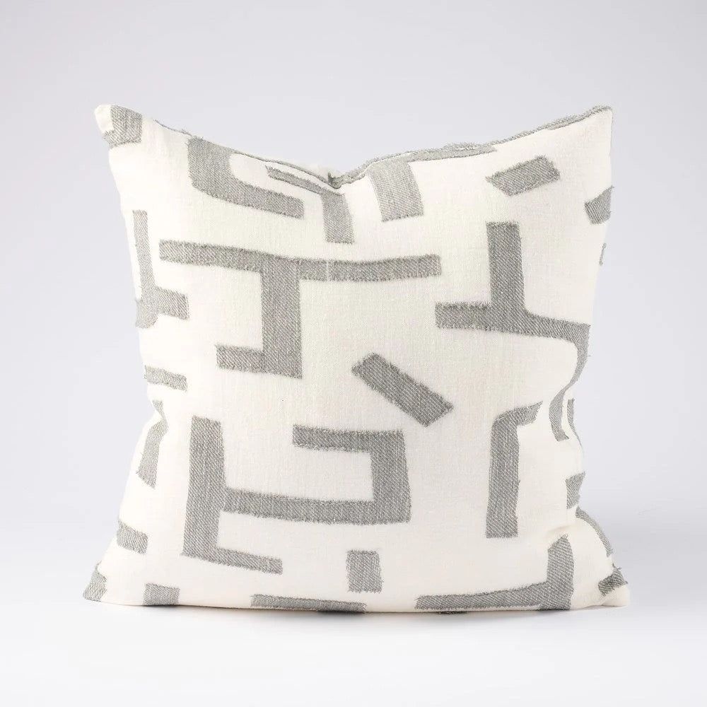 Antico Linen Cushion - Off White/Slate - Filled Cushion / 50x50cm