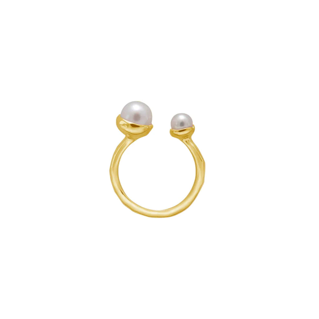 Riviera Double Pearl Ring 18KT YGP (WP)