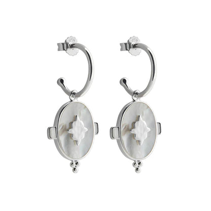 Oval Earrings with MOP in Sterling Silver