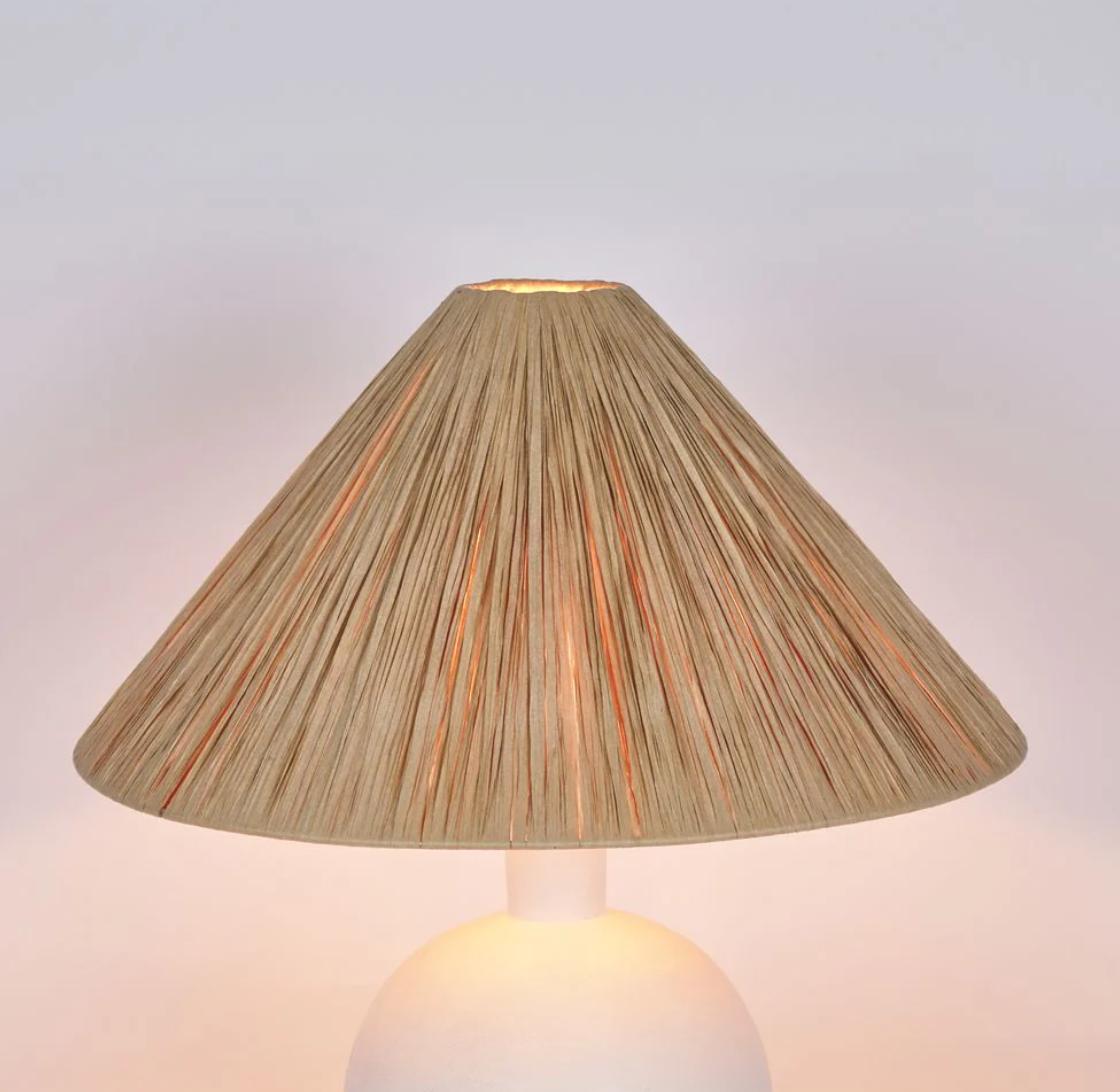 Aria Lamp Small White with Raffia Shade