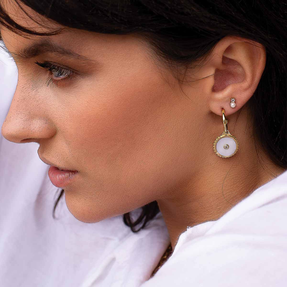 Halcyon Shield Earrings in 18KT Yellow Gold