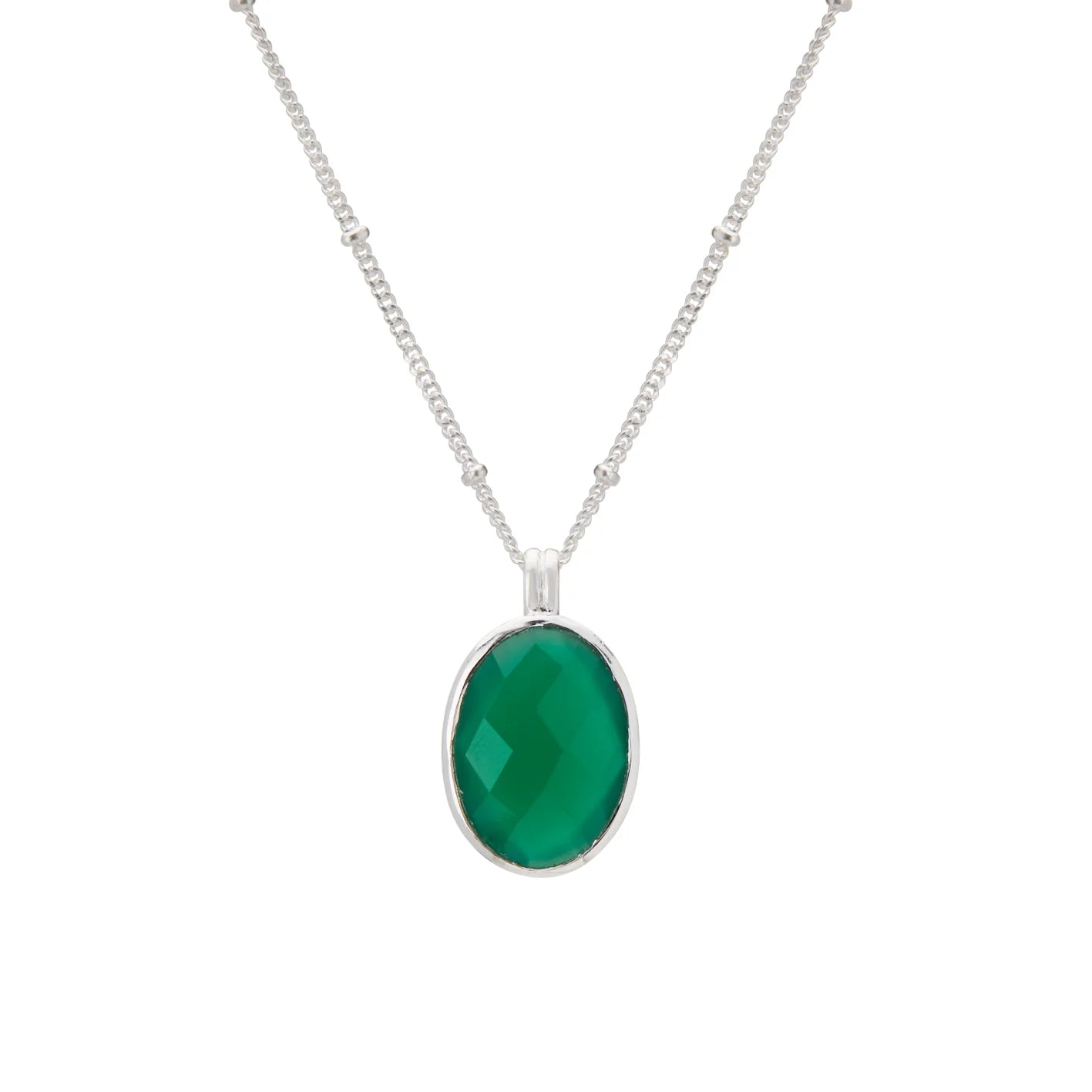 Wandering Soul Green Onyx Pendant Necklace in Sterling Silver