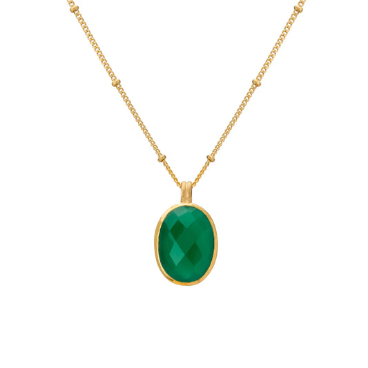 Wandering Soul Green Onyx Pendant Necklace in 18KT Yellow Gold Plate