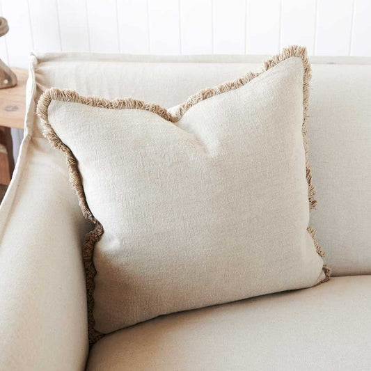 Luca Linen Boho Cushion - Natural 50 x 50cm