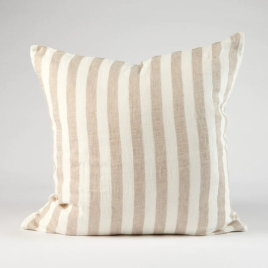 Santi Linen Cushion - Off White/Natural Stripe 50 x 50cm