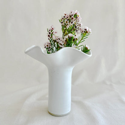 White Wave Pedestal Vase - Medium