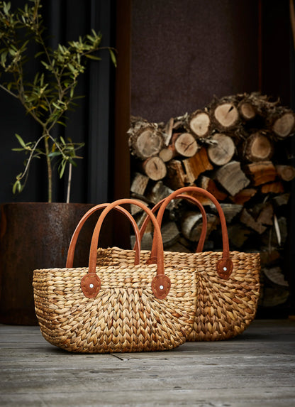 Harvest Basket with Suede Handles