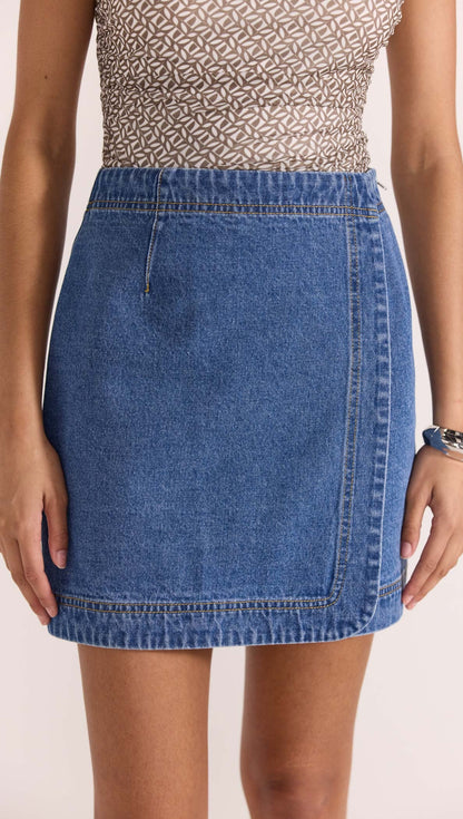 Tate Denim Wrap Skirt