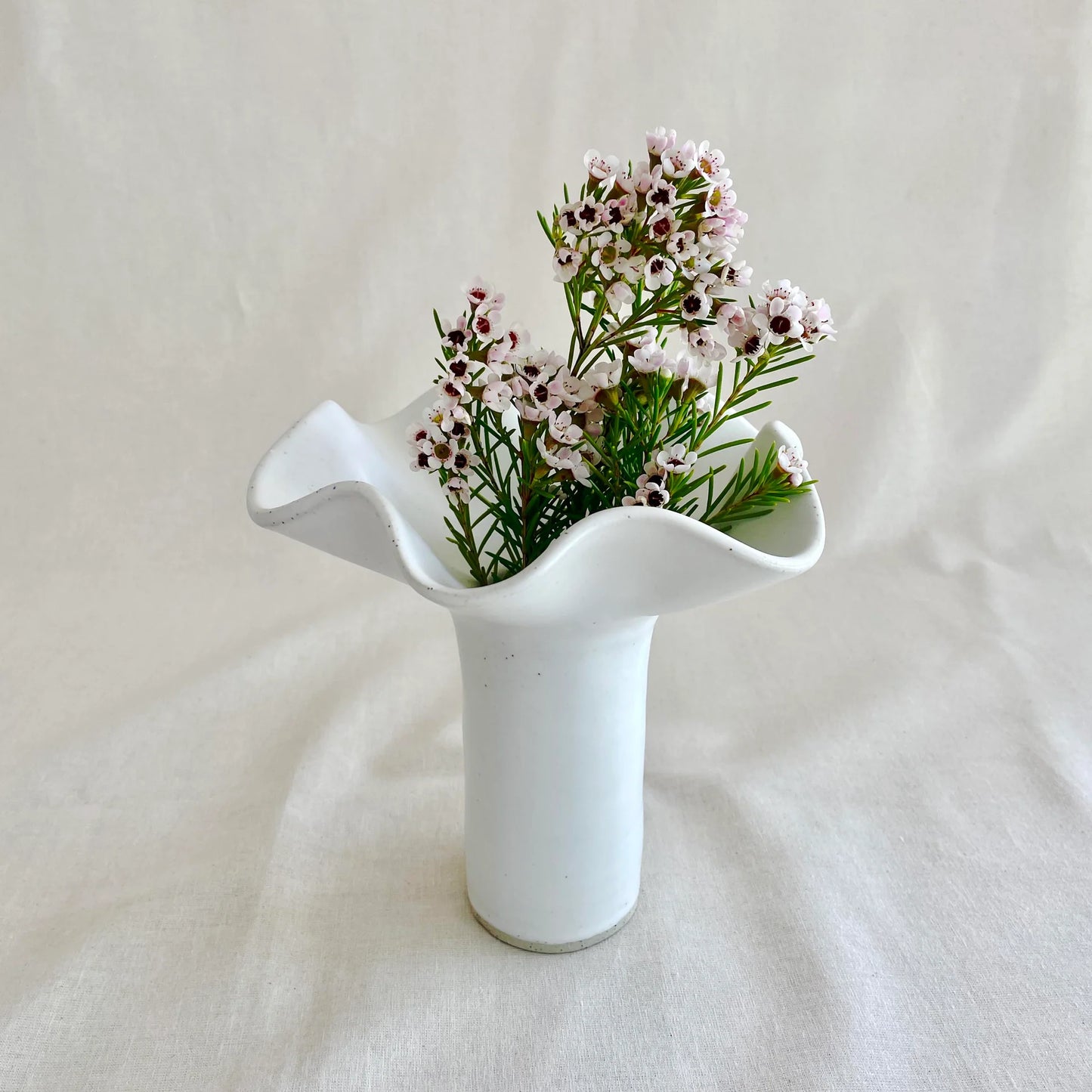 White Wave Pedestal Vase - Medium